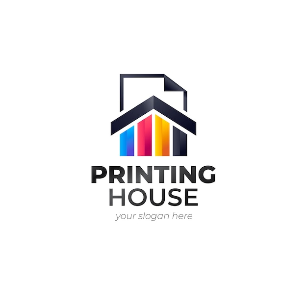 Free vector gradient printing house logo design template