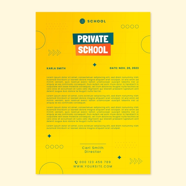 Gradient private school letterhead template