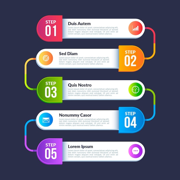Gradient process infographic template