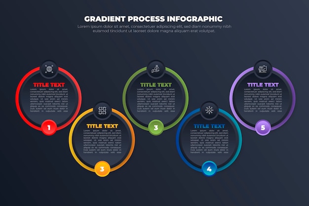 Modello di infografica processo gradiente