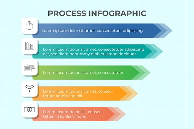 Modello di infografica processo gradiente