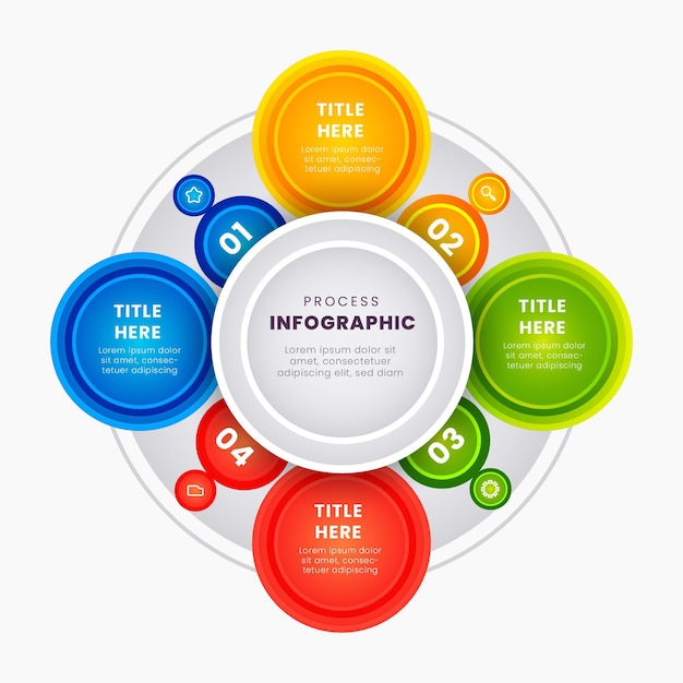 Modello di infografica processo gradiente