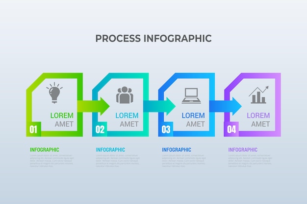 Modello di infografica processo gradiente