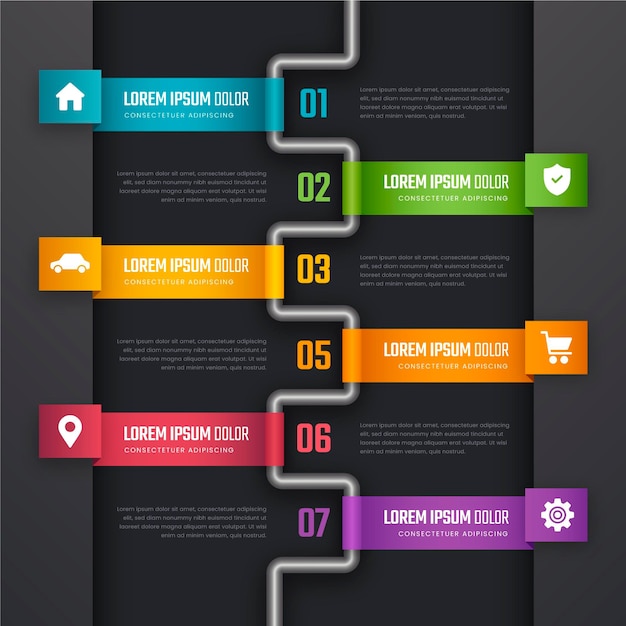 Vettore gratuito modello di infografica processo gradiente