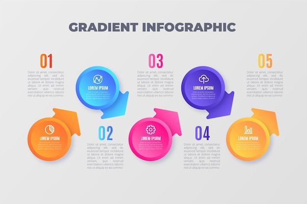 Vettore gratuito infografica di processo gradiente