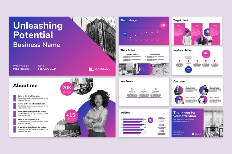 Free Vector gradient professional elevator pitch deck presentation
