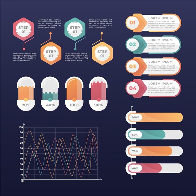 Gradient professional infographic elements