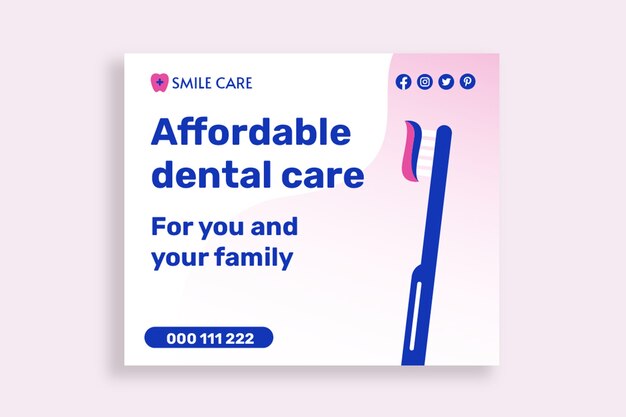 Free vector gradient professional smile care dental clinic banner