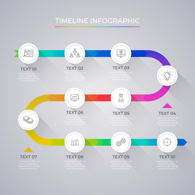 그라데이션 전문 타임 라인 infographic