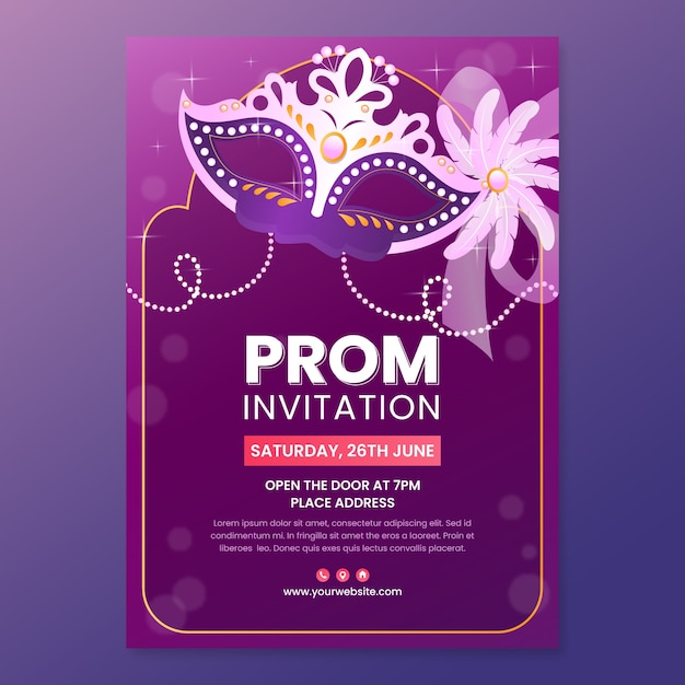 Free vector gradient prom invitation template