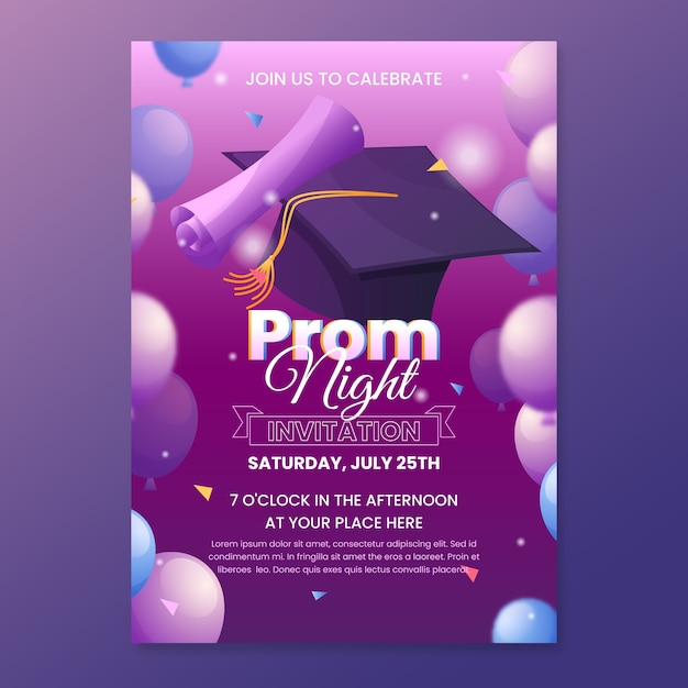 Free vector gradient prom invitation template