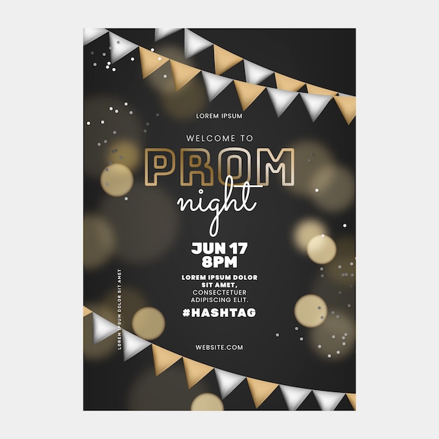 Free vector gradient prom vertical flyer template