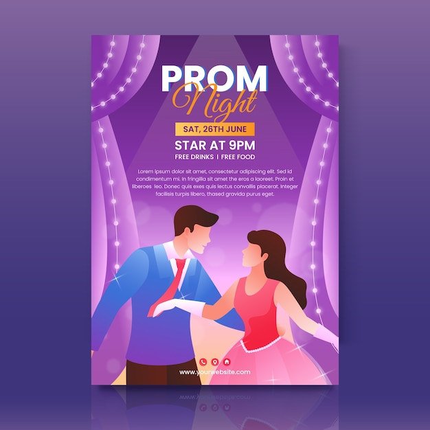 Free vector gradient prom vertical flyer template