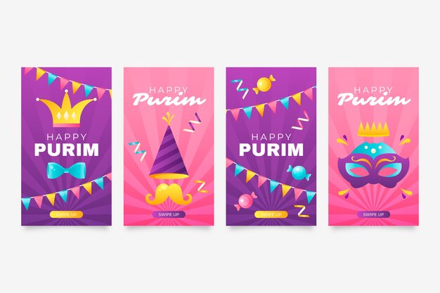 Gradient purim instagram stories collection