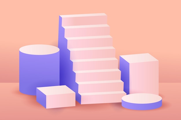 Free vector gradient purple 3d stairs background