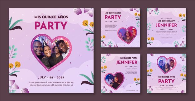 Gradient quinceanera instagram posts collection