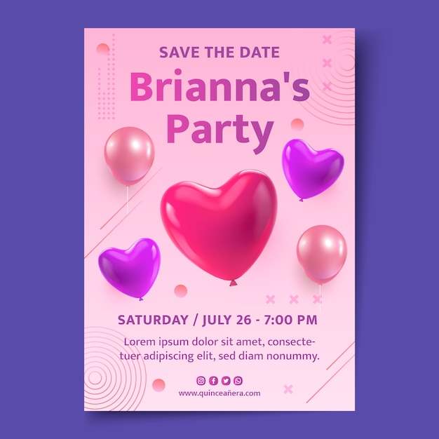 Gradient quinceanera invitation