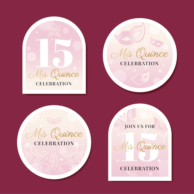 Gradient quinceanera labels collection