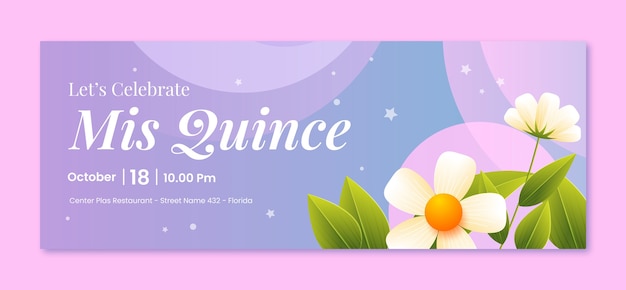 Gradient quinceanera social media cover template