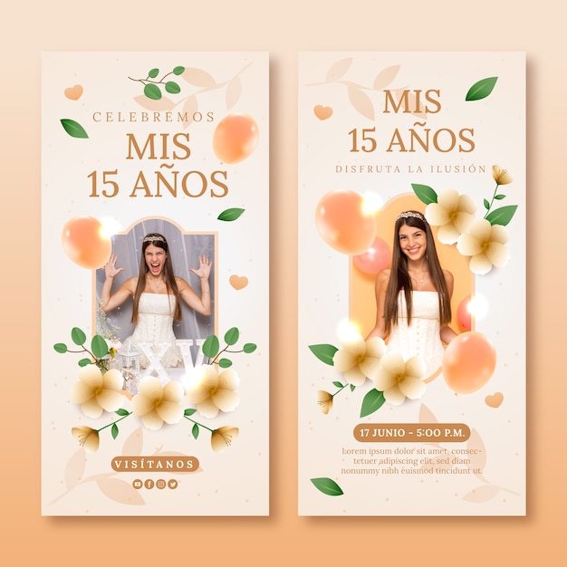 Pacchetto banner verticali quinceanera sfumati