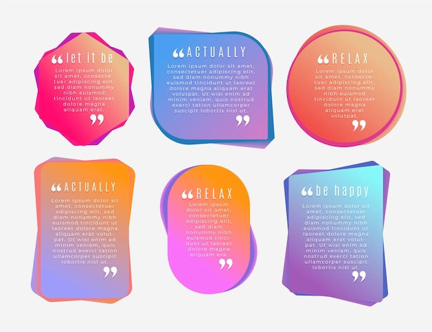 Gradient quote box frame collection