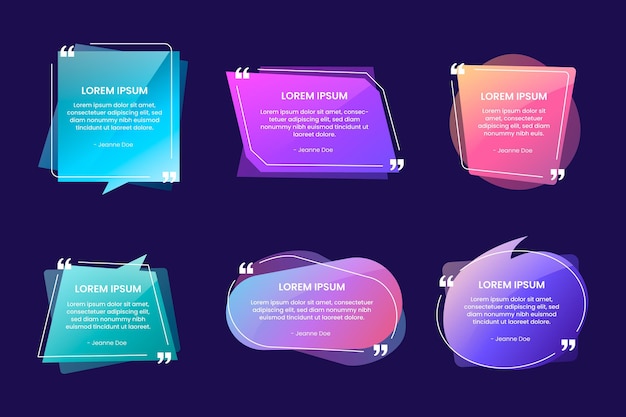 Free vector gradient quote box frame collection