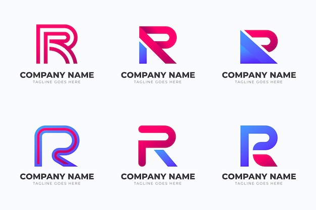 Free vector gradient r logo template collection