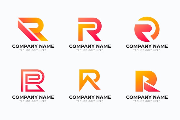 Free vector gradient r logo template collection