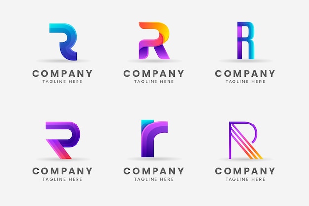 Free vector gradient r logo template collection