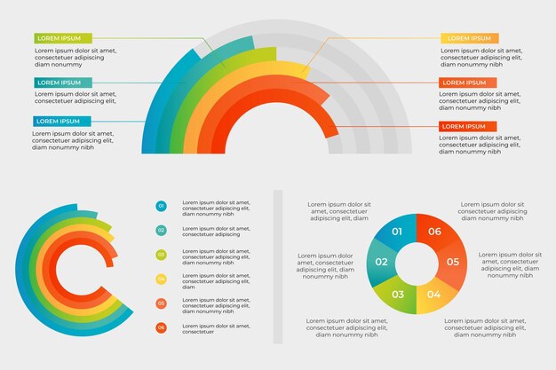 Градиентная радиальная инфографическая коллекция