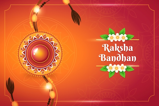 Free vector gradient raksha bandhan background with amulet