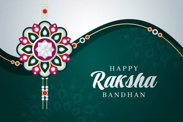 Gradient raksha bandhan background with amulet