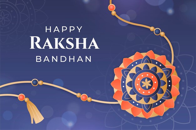 Gradient raksha bandhan background with amulet