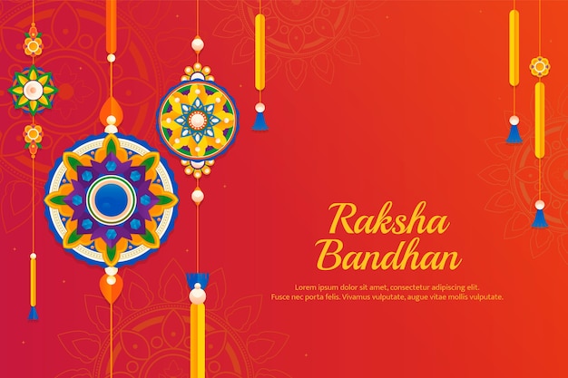 무료 벡터 부적이 있는 그라데이션 raksha bandhan 배경