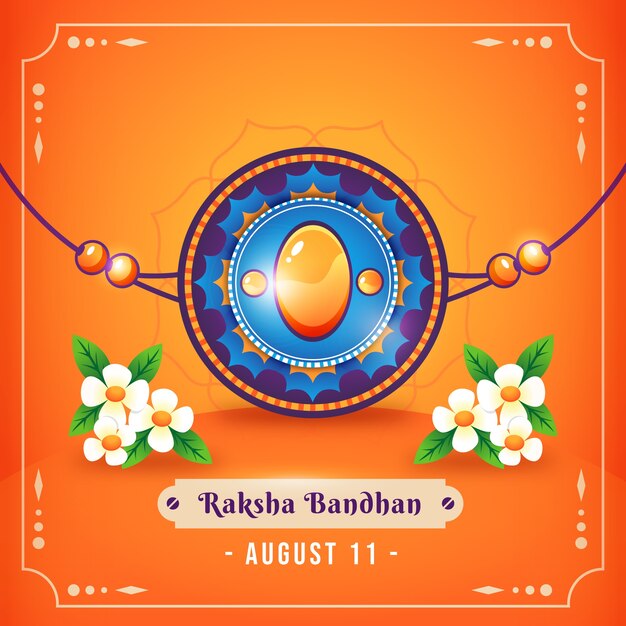 무료 벡터 부적과 그라데이션 raksha bandhan 그림