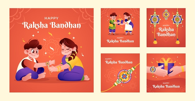 Gradient raksha bandhan instagram posts collection