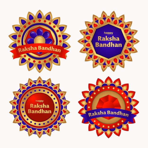 Free vector gradient raksha bandhan labels collection