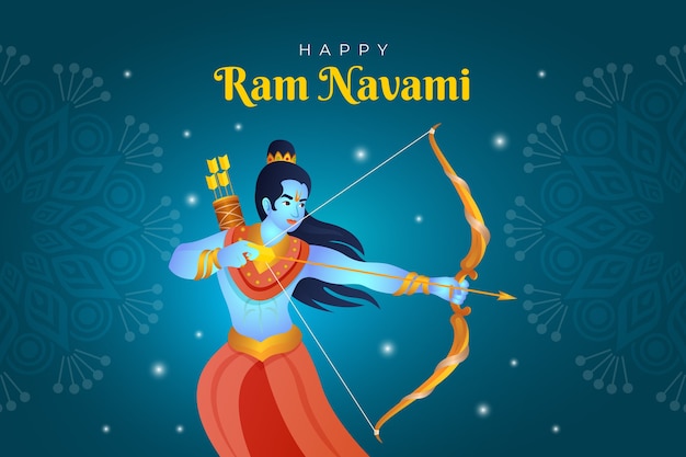 Free vector gradient ram navami background