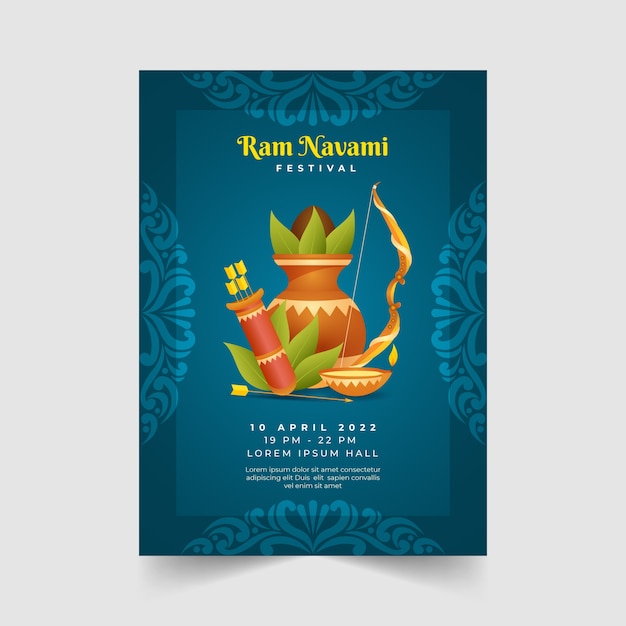 Free vector gradient ram navami invitation template