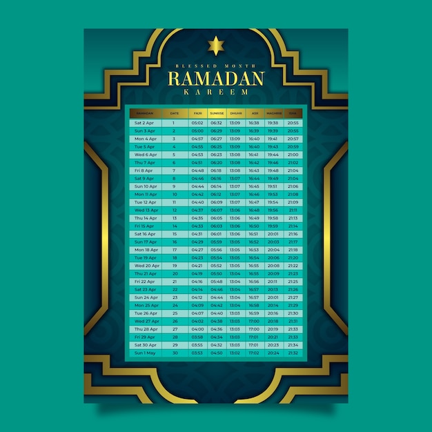 Free Vector Gradient ramadan calendar template