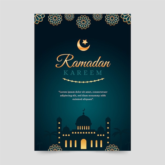 Vettore gratuito modello di biglietto di auguri ramadan sfumato