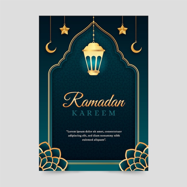 Free vector gradient ramadan greeting card template