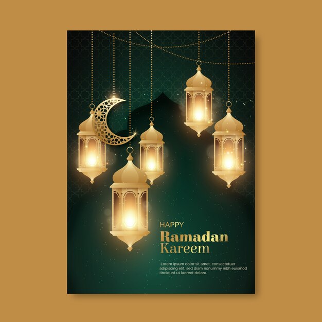 Free vector gradient ramadan greeting card template