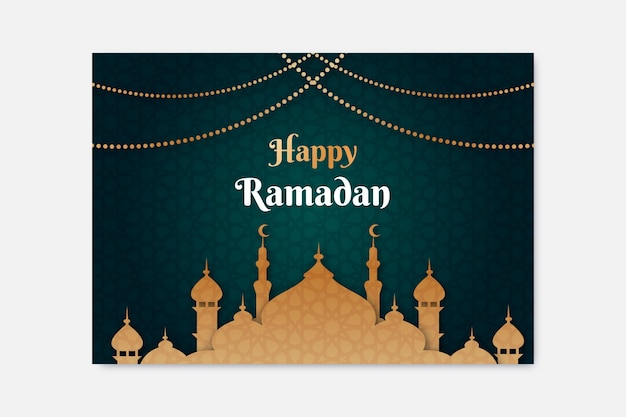 Gradient ramadan greeting card template