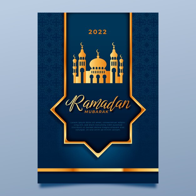 Gradient ramadan greeting card template