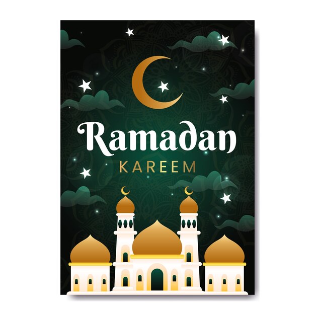 Gradient ramadan greeting card template