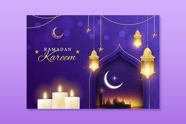 Vettore gratuito modello di biglietto di auguri ramadan sfumato