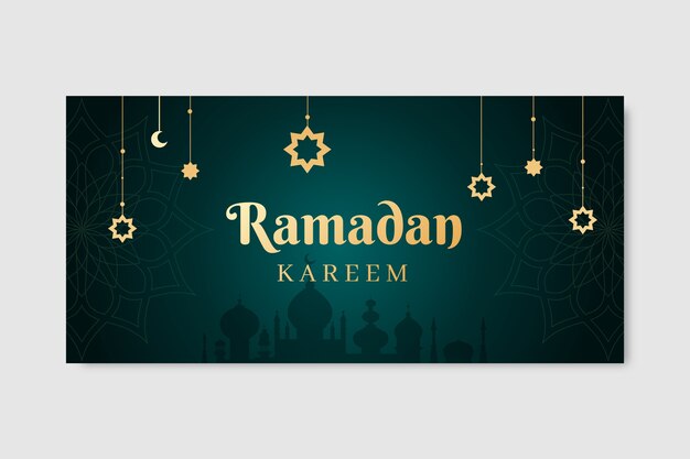 Gradient ramadan horizontal banner template