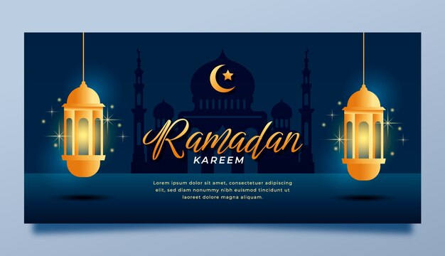 Градиентный шаблон горизонтального баннера рамадана