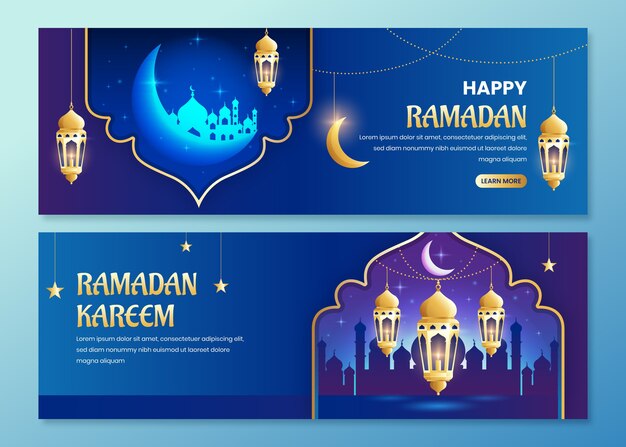 Gradient ramadan horizontal banners pack